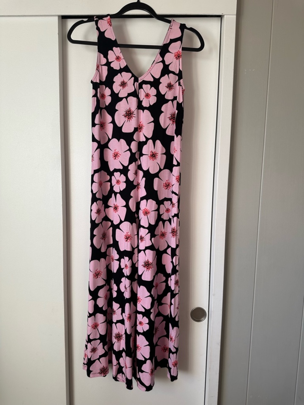 Ava Sky Black Maxi Jumpsuit with Pink Floral Print